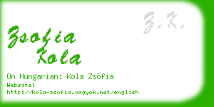 zsofia kola business card